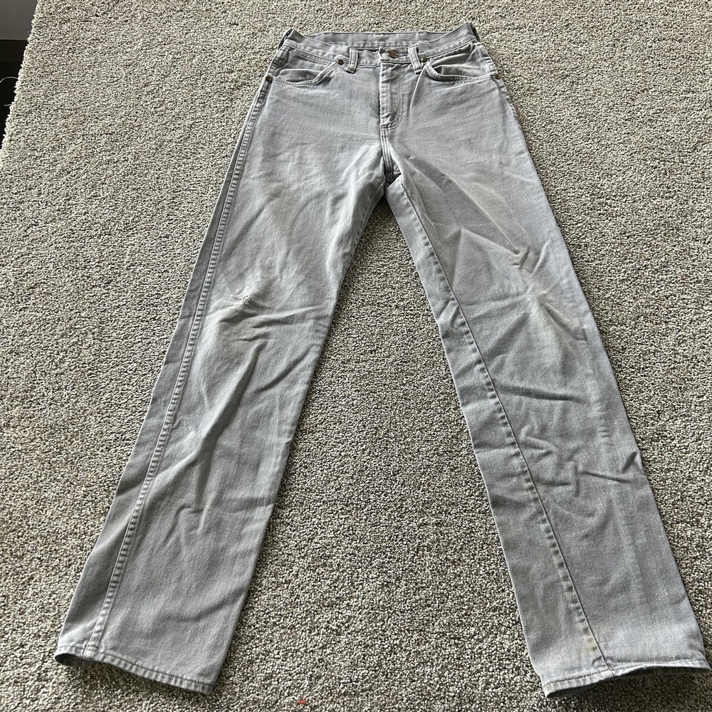 Vintage Wrangler Jeans Mens 28x32 Light Wash Gray Distressed Straight USA